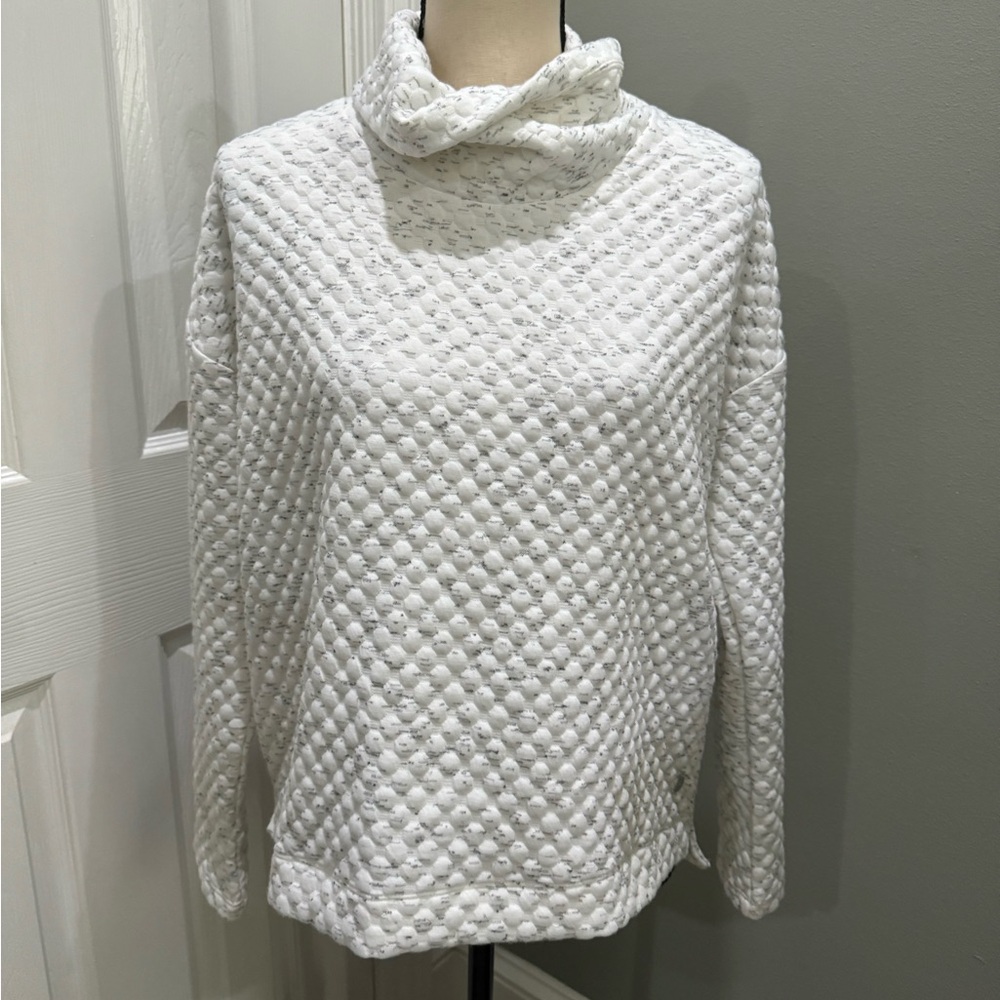 Apana White Quilted Cowl Neck Sweater